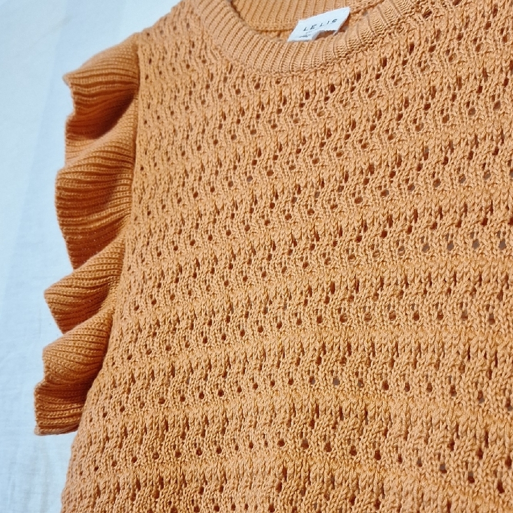 3/$20-Peach Knit Sweater Vest With Ruffles, Le Lis brand - Picture 9 of 11